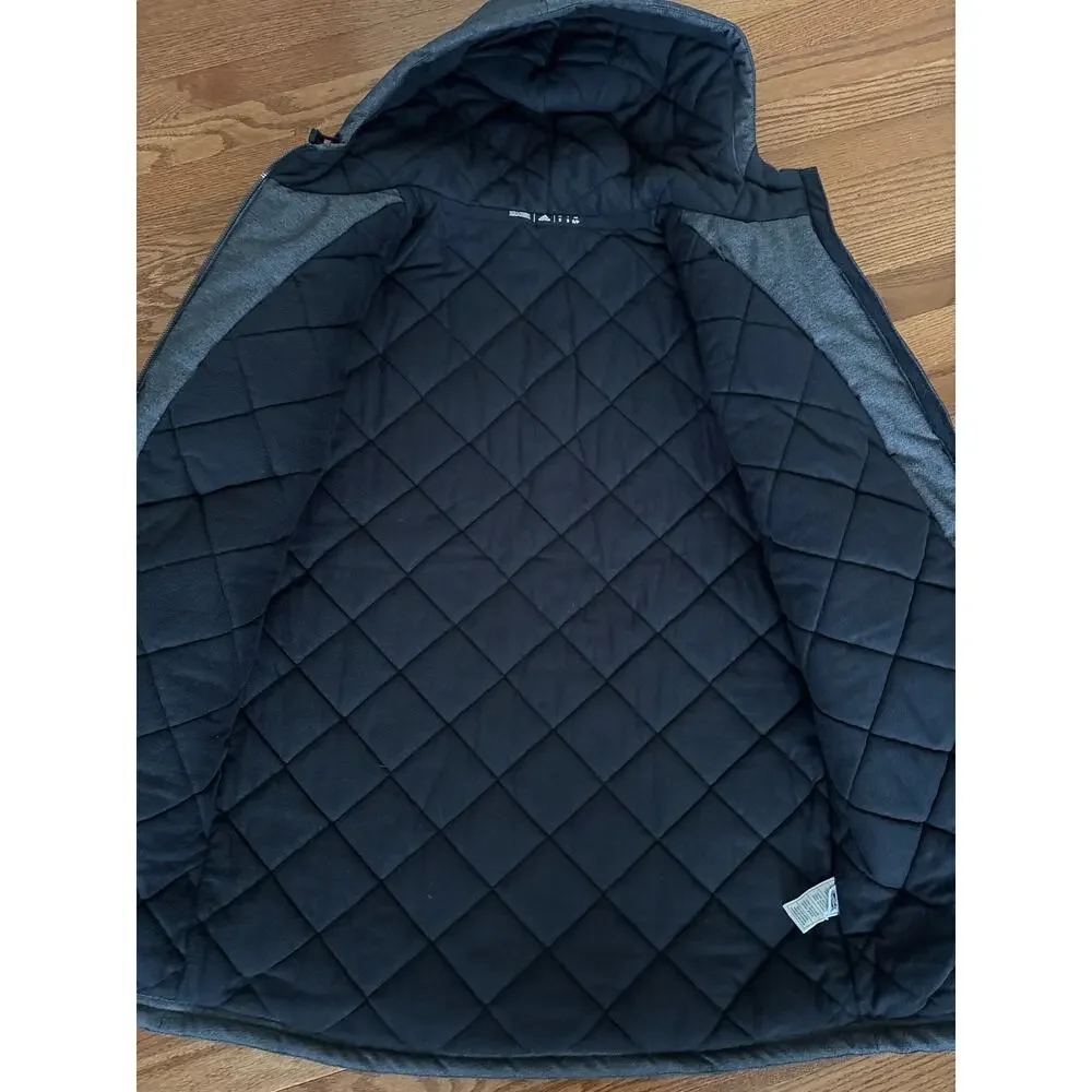 Los Angeles Kings Adidas NHL Puffer Jacket Mens S‎ Full Zip Dark Gray Climaproof